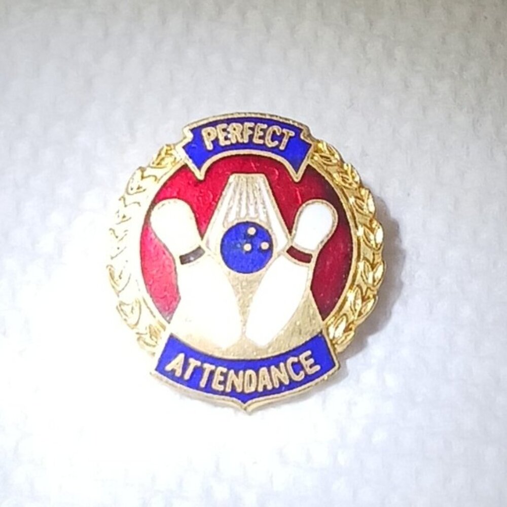 Vintage 1980s Perfect Attendance Bowling Lapel Collectible Pin - Picture 4 of 9